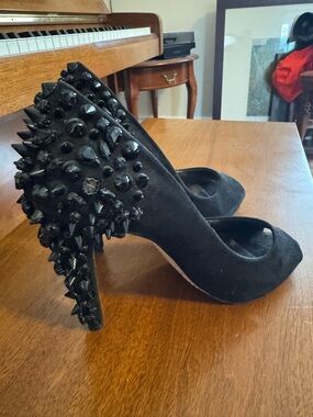 Sam Edelman Black Studded Open-Toe High Heels for Women